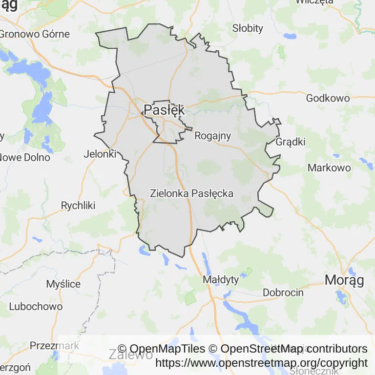 Mapa z zaznaczonym Pasłękiem