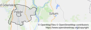 Mapa z zaznaczonym Pelplinem