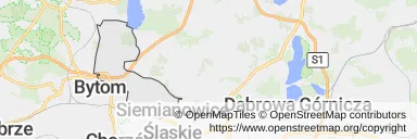 Mapa z zaznaczonym Piekarach Śląskich