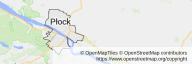 Mapa z zaznaczonym Płockiem