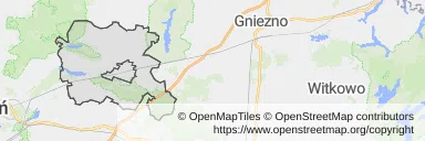 Mapa z zaznaczoną Pobiedziskami
