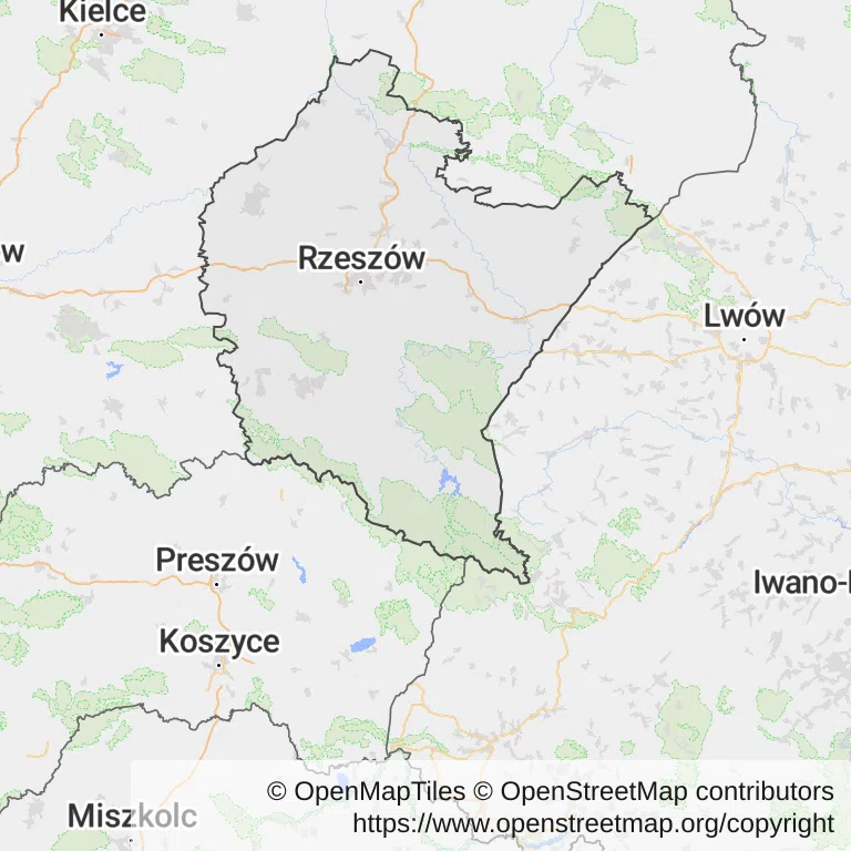Kolonoskopia na NFZ — Mapa z zaznaczonym województwem podkarpackim
