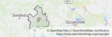 Mapa z zaznaczonym Połczynie-Zdroju