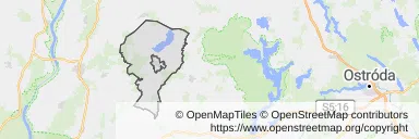 Mapa z zaznaczonym Prabutami