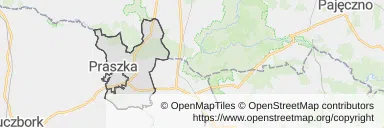 Mapa z zaznaczoną Praszką