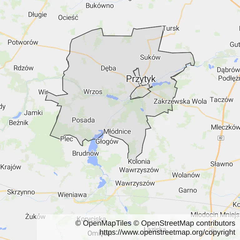 Mapa z zaznaczonym Przytykiem