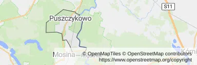 Mapa z zaznaczonym Puszczykowem