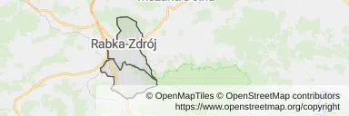 Mapa z zaznaczonym Rabce-Zdroju