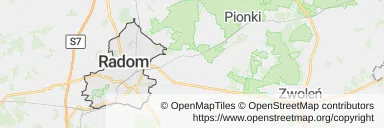 Mapa z zaznaczonym Radomiem