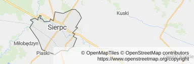 Mapa z zaznaczonym Sierpcu