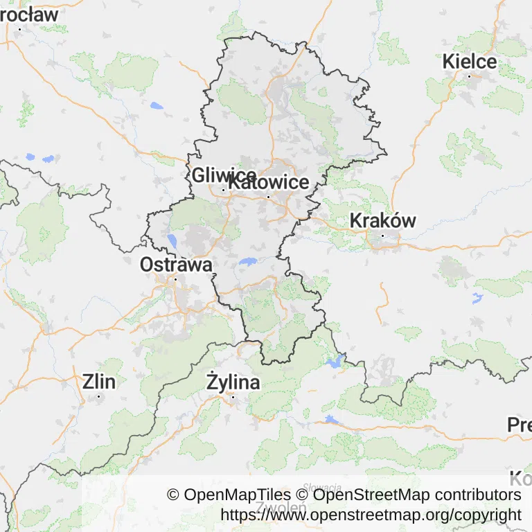 Kolonoskopia na NFZ — Mapa z zaznaczonym województwem śląskim