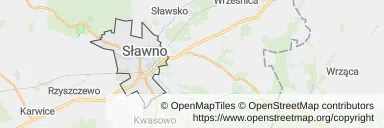 Mapa z zaznaczonym Sławnem