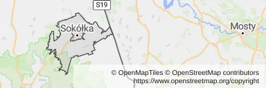 Mapa z zaznaczoną Sokółką