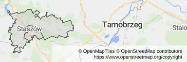 Mapa z zaznaczonym Staszowem