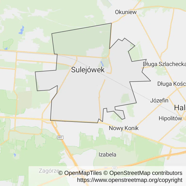 Mapa z zaznaczonym Sulejówkiem