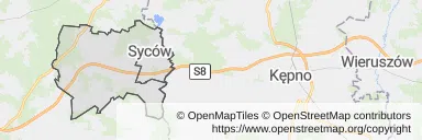 Mapa z zaznaczonym Sycowem