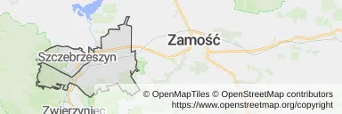 Mapa z zaznaczonym Szczebrzeszynem