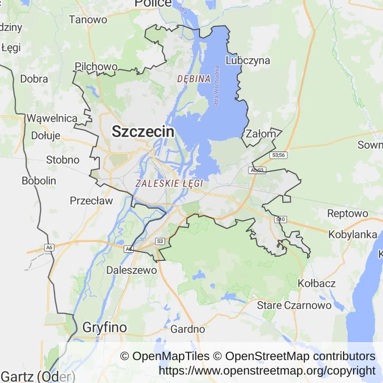 Operacja zaćmy na NFZ — Mapa z zaznaczonym Szczecinem