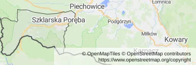 Mapa z zaznaczoną Szklarskiej Porębem