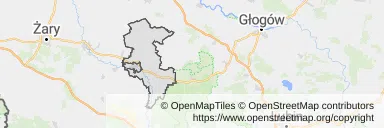 Mapa z zaznaczoną Szprotawem