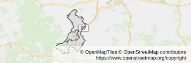 Mapa z zaznaczonym Szydłowcu