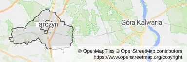Mapa z zaznaczonym Tarczynem