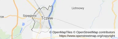Mapa z zaznaczonym Tczewem