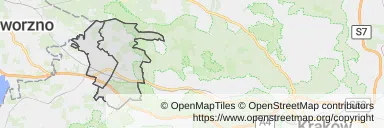 Mapa z zaznaczoną Trzebini