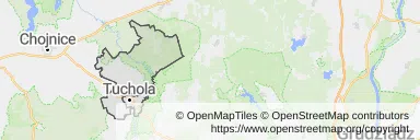 Mapa z zaznaczoną Tucholi