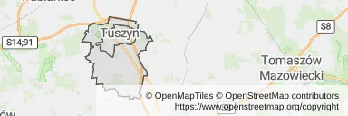 Mapa z zaznaczonym Tuszynem