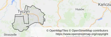 Mapa z zaznaczonym Tyczynem