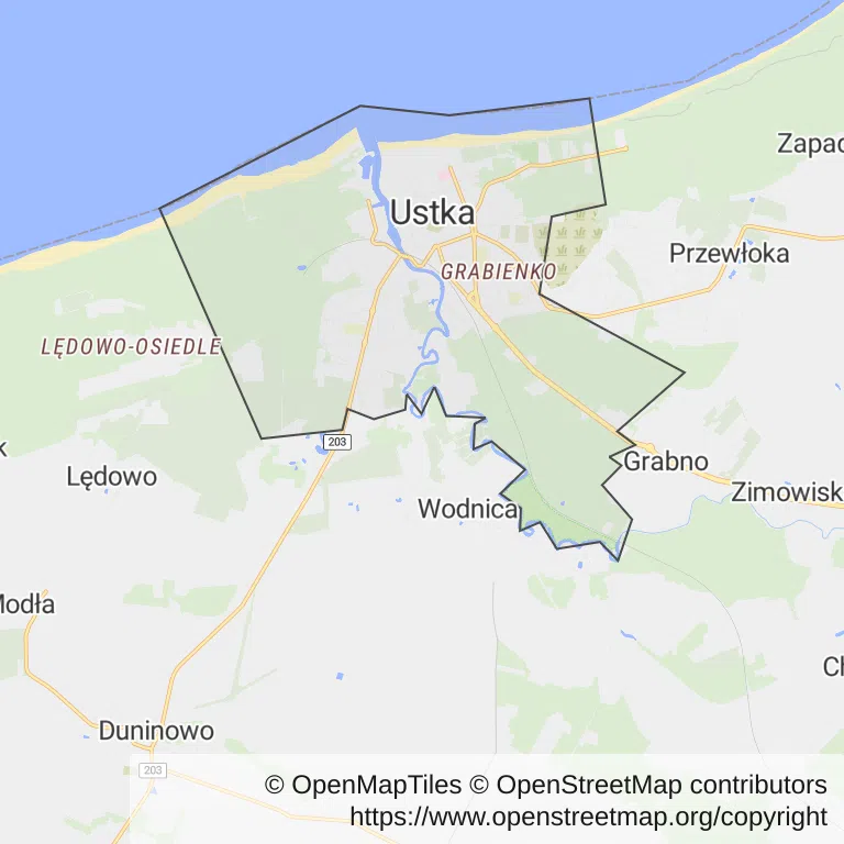 Mapa z zaznaczoną Ustką