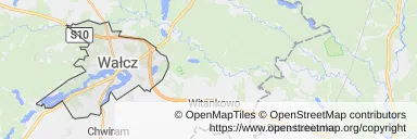 Mapa z zaznaczonym Wałczem