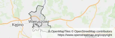 Mapa z zaznaczonym Wieruszowem