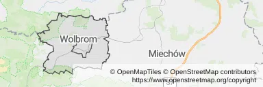 Mapa z zaznaczonym Wolbromiu