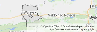 Mapa z zaznaczonym Wyrzyskiem