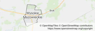 Mapa z zaznaczonym Wysokiem Mazowieckiem
