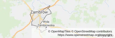 Mapa z zaznaczonym Zambrowem