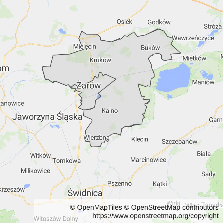 Mapa z zaznaczonym Żarowem