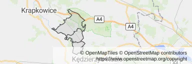Mapa z zaznaczonymi Zdzieszowicami