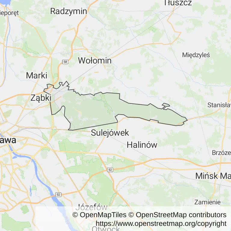 Mapa z zaznaczoną Zielonką