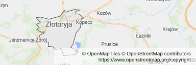 Mapa z zaznaczoną Złotoryi
