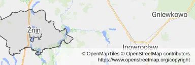 Mapa z zaznaczonym Żninem