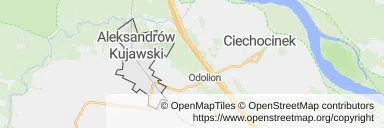 Mapa z zaznaczonym Aleksandrowie Kujawskim