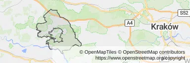 Mapa z zaznaczoną Alwerni