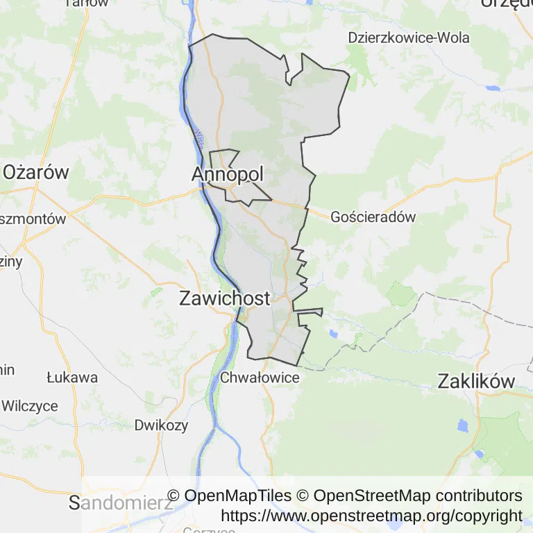 Mapa z zaznaczonym Annopolu