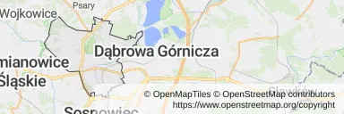 Mapa z zaznaczonym Będzinem