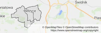 Mapa z zaznaczonymi Bełżycami