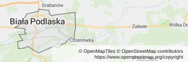 Mapa z zaznaczoną Białej Podlaskiej