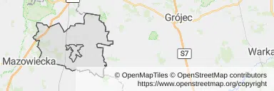 Mapa z zaznaczoną Białej Rawskiej